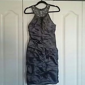 R&MRichards Embellished Ruched Metallic Dress